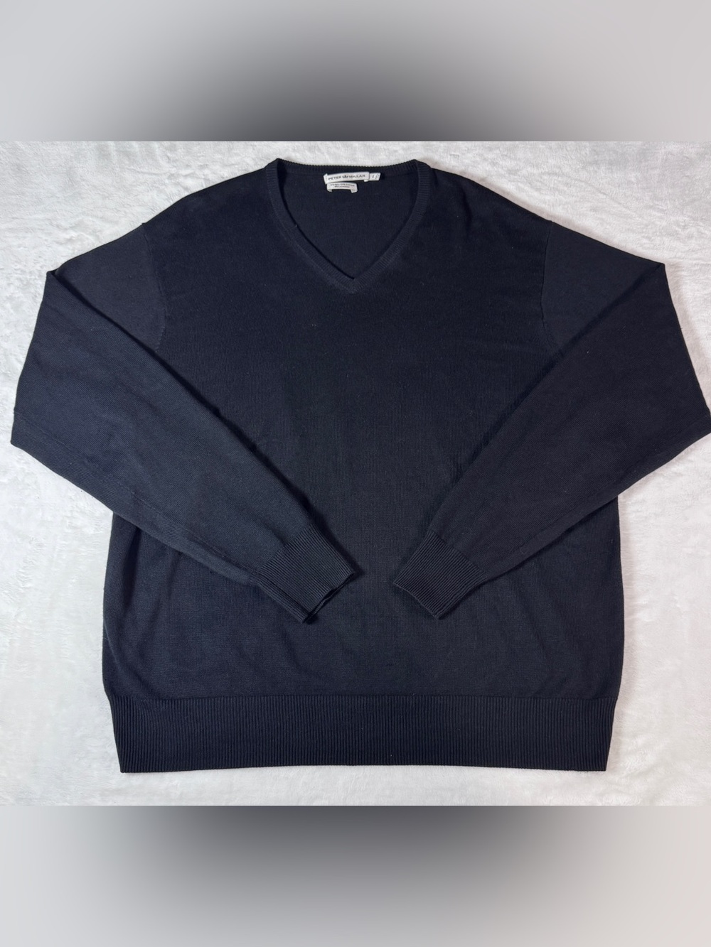 Peter Millar Men’s L Black V-Neck Sweater Silk Cotton Cashmere Luxury